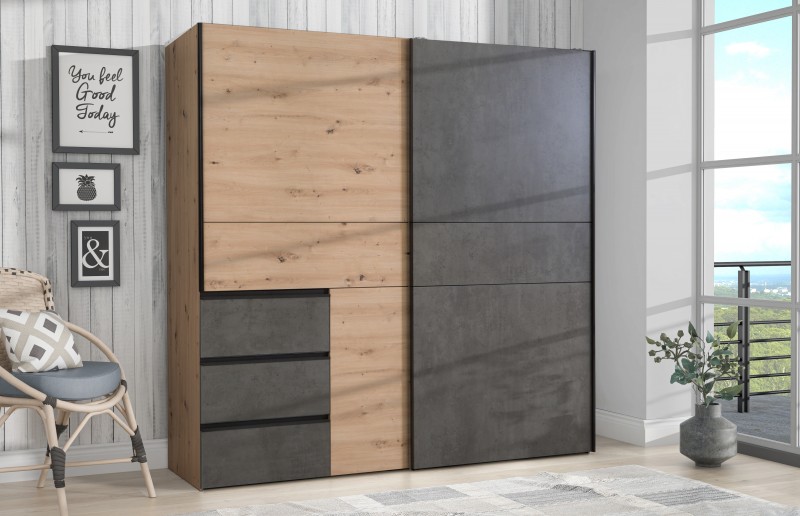 Armario 180x204x52 cm 4 Puertas Essen. Blanco Brillo