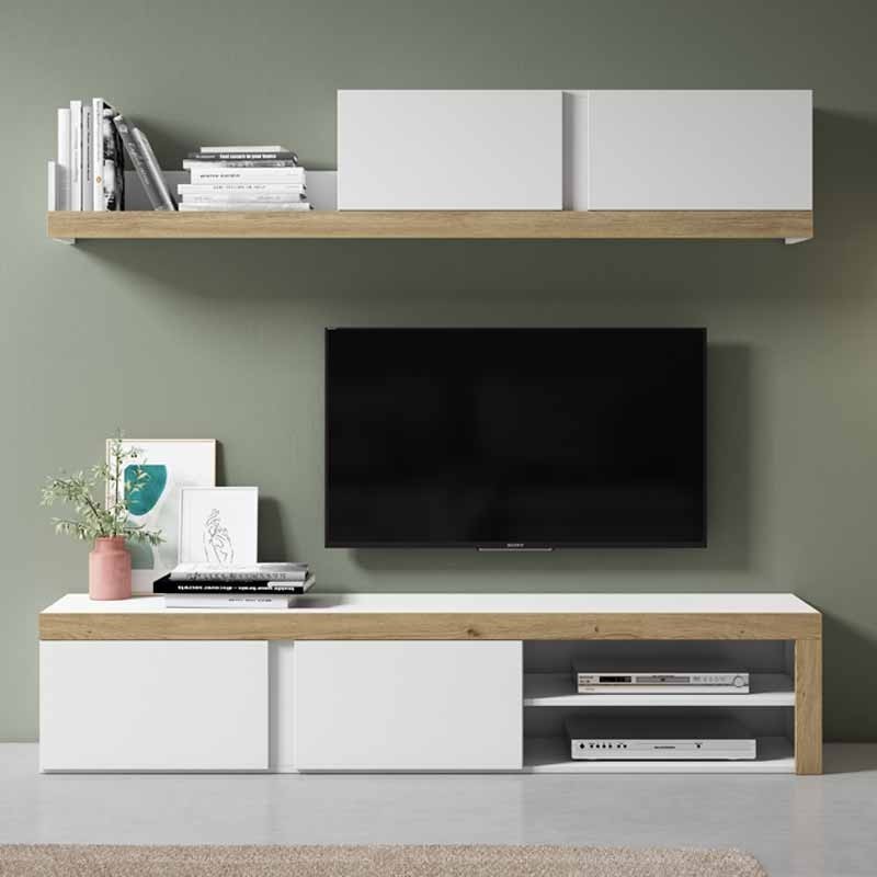 Mueble B-Best 120 cm con 2 cajones + decorativos blanco brillo