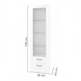 Vitrina una  puerta 55  cristal 2 cajones, versalles