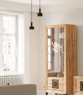 Vitrina venecia dos puertas con leds en roble o blanco nieve