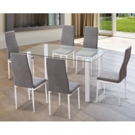 Conjunto de Oferta mesa comedor+6 sillas modelo Juri blanco