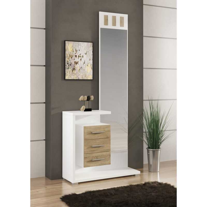 Mueble de entrada con 2 puertas y espejo