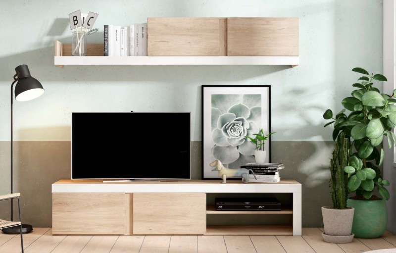 Mueble de Salón Tv Modular. Blanco/Nordic