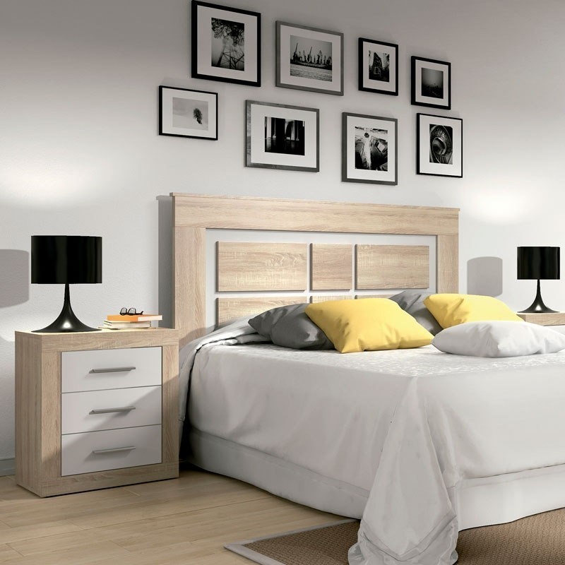 Dormitorio oferta lara cabecero y dos mesitas cambria blanco