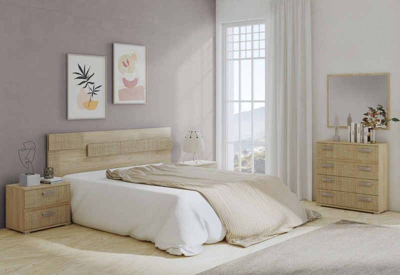 Dormitorio completo modelo córdoba con comoda y espejo