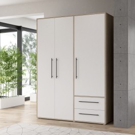 Armario W1 puertas batientes y cajones de145x200x59 sonoma y blanco