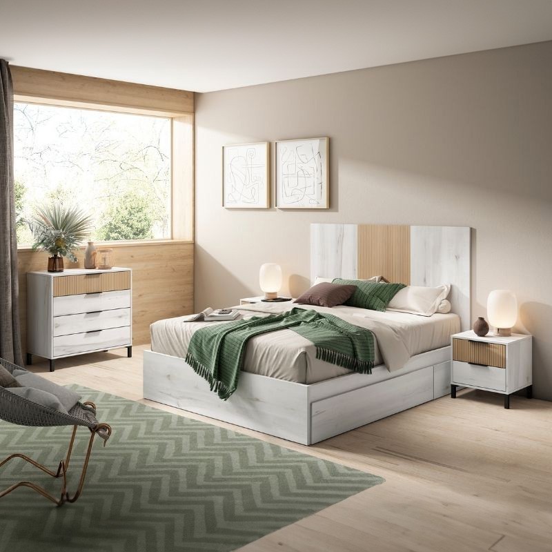 Dormitorio Arles completo con comoda color albo Dormitorio Arles completo con comoda color albo