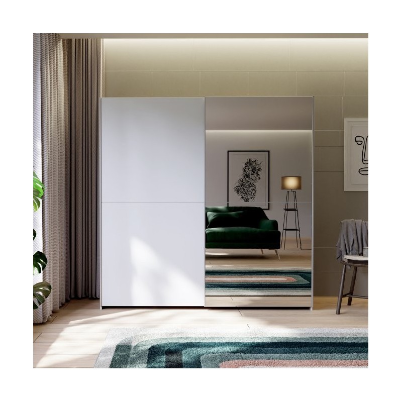 Armario correderas W20 de 190 cm Blanco Mate con lunas de espejo