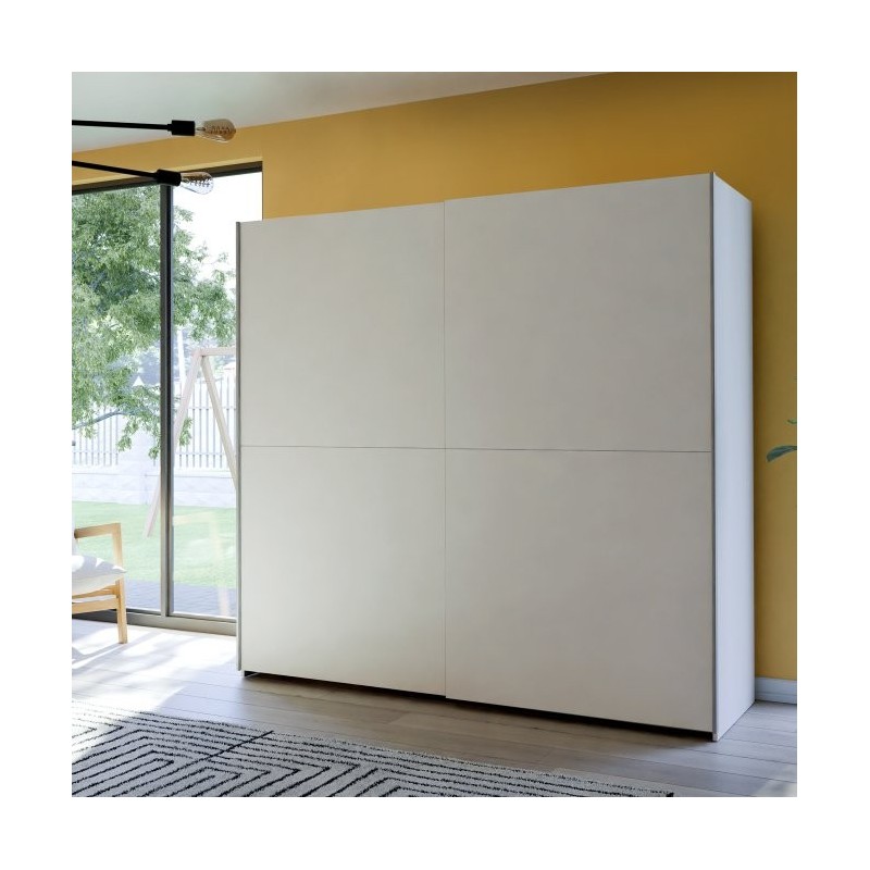 Armario puertas correderas W20 de 200 cm Blanco mate