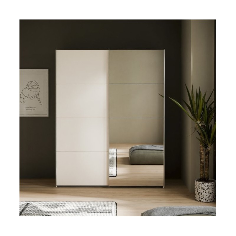 Armario puertas correderas W26 DE 150 cm en color Sand - y una puerta con espejo
