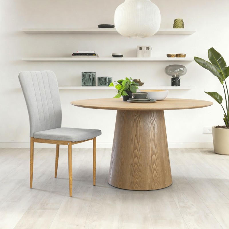 SILLA MOD. SELMA TELA BEIGE CLARO, GRIS Y CHOCOLATE  / PATA MADERA SE SIRVE EN CAJAS DE 6 UDS